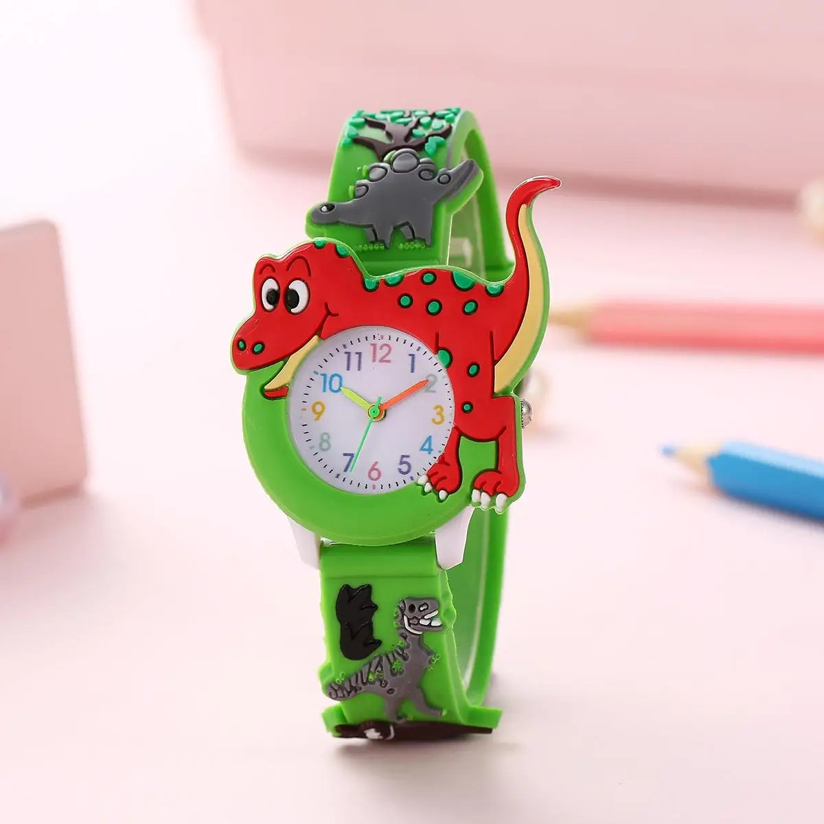 Montre enfant dinosaure T-Rex 3D vert foncé
