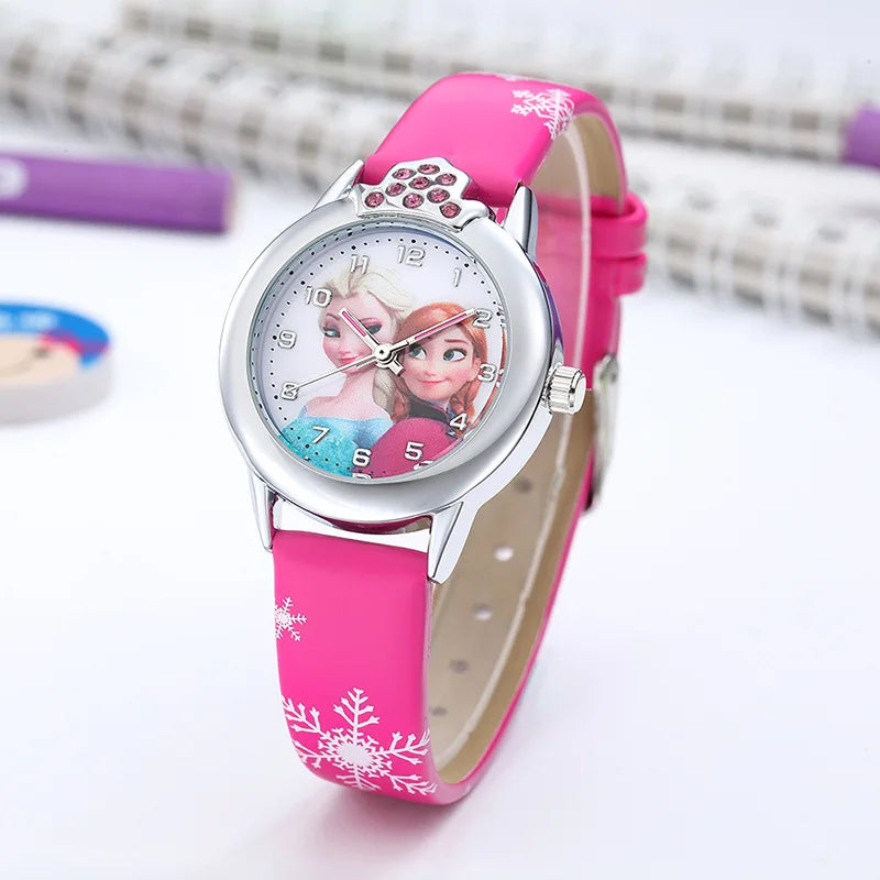 Montre Elsa Enfant - bracelet cuir rose - Quartz