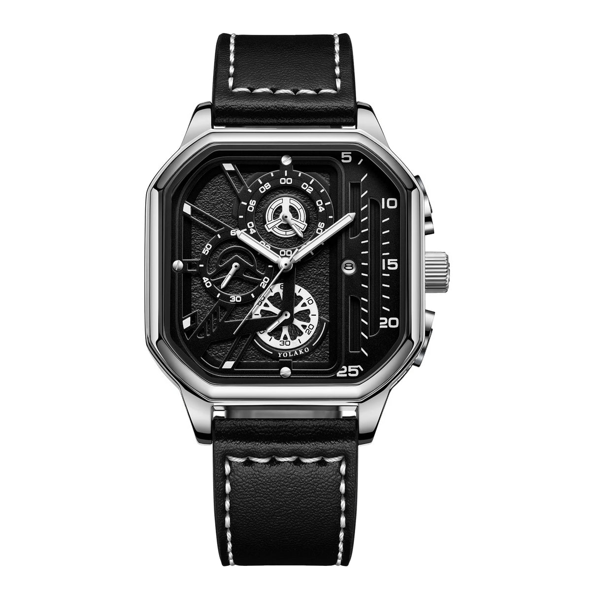 Montre homme carrée en cuir – vue 14