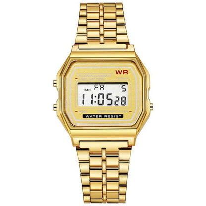 Montre digitale rétro dorée