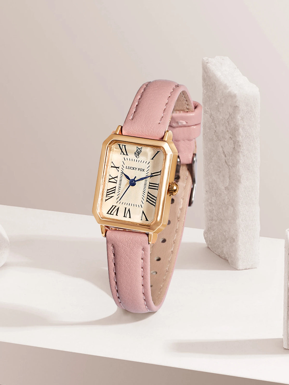 Montre femme rétro carrée bracelet cuir – vue 12