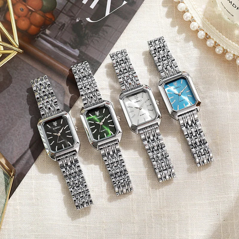 Montre femme rectangulaire en métal – vue 4