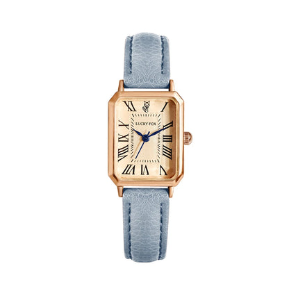Montre femme rétro carrée bleu ciel