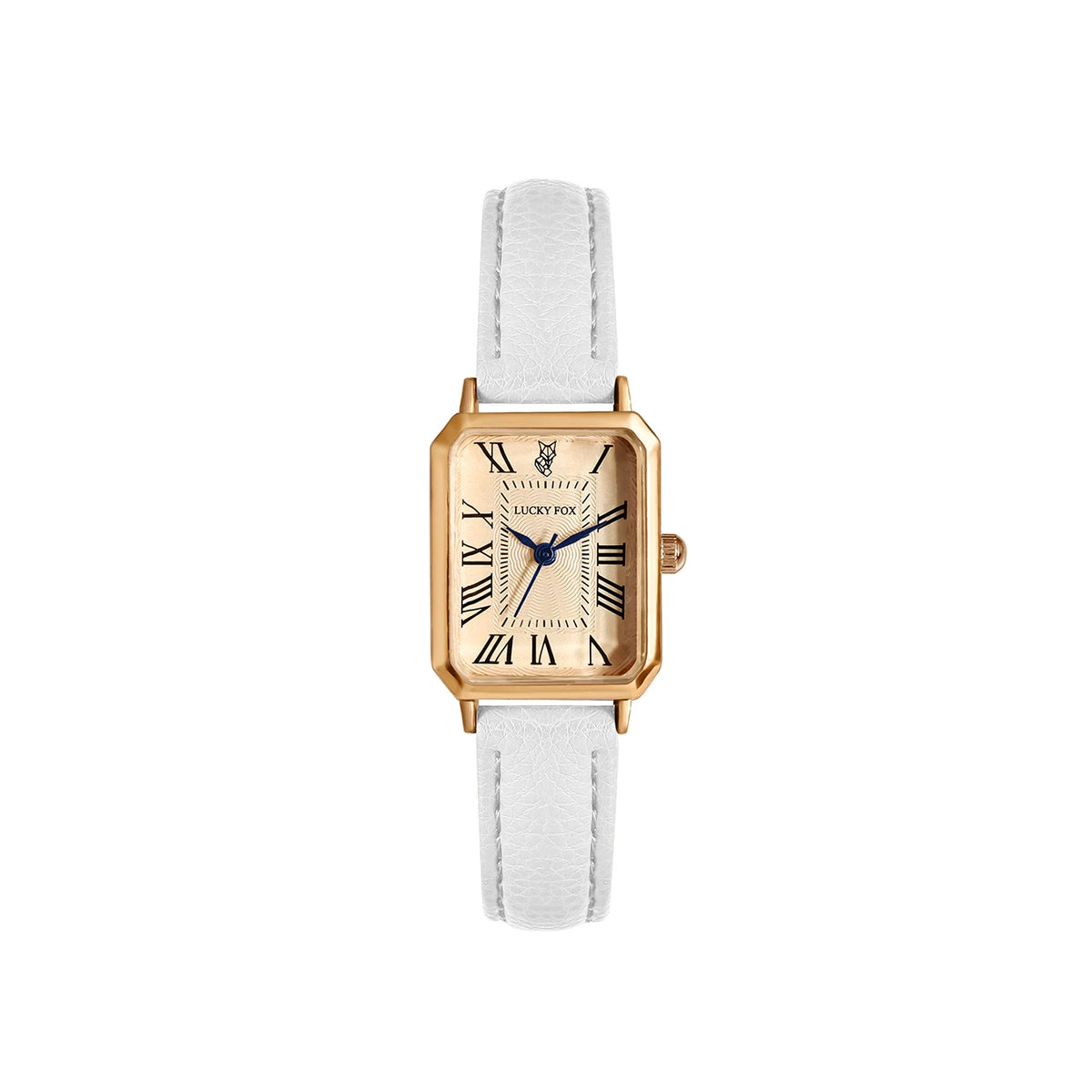 Montre femme rétro carrée blanche