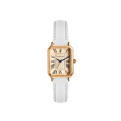 Montre femme rétro carrée blanche