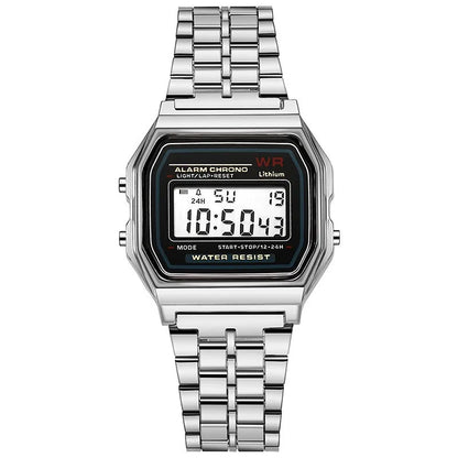 Montre digitale rétro argentée