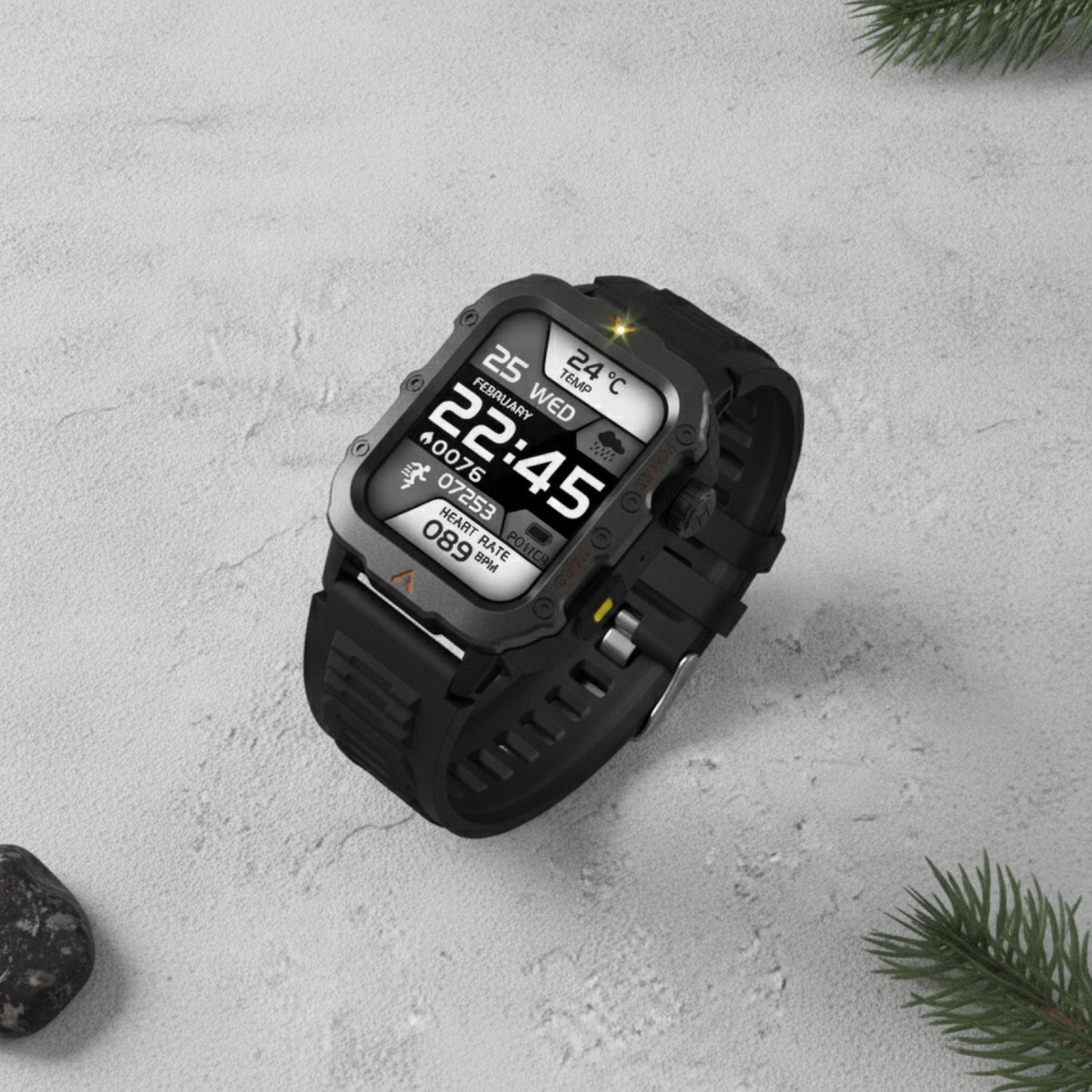Montre Connectée Sport Homme - Écran 1.71", Bluetooth, Lampe LED - Noire