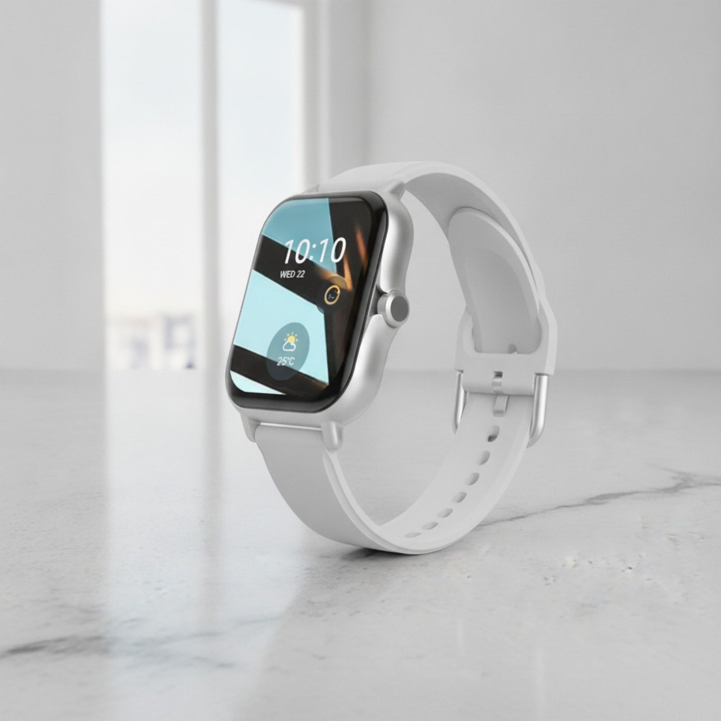 Montre Connectée - Appels, Messages, Sport & Météo - Argent