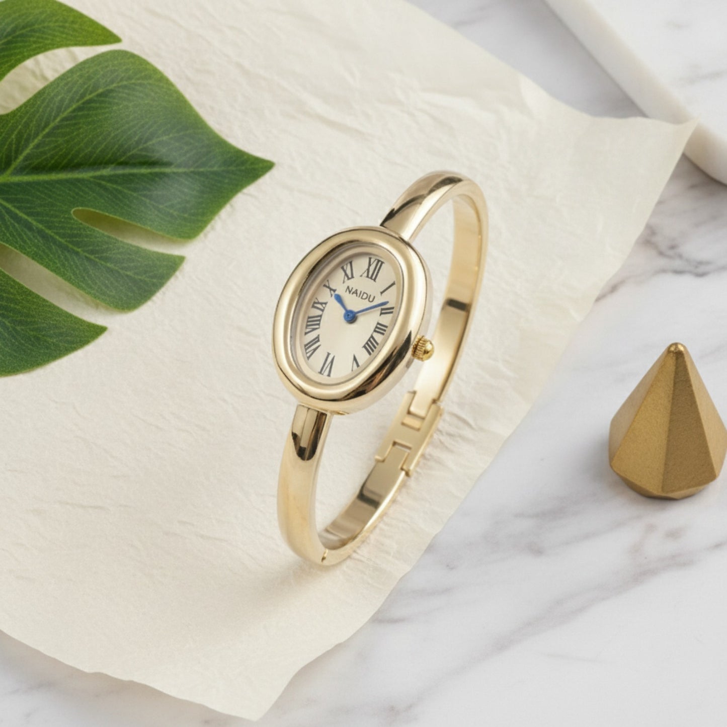 Bracelet Montre Femme Acier Inoxydable Doré Petit Cadran - Cadeau Mode
