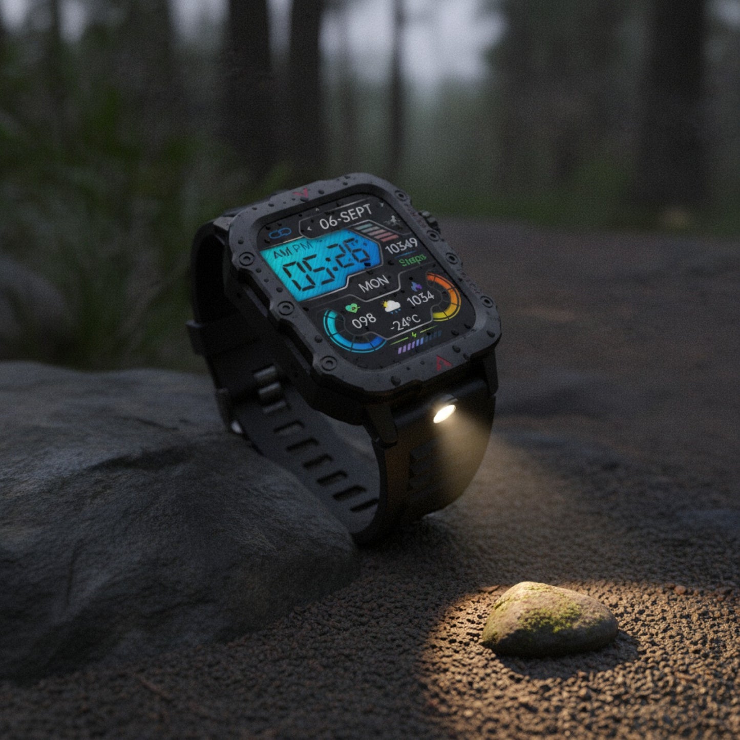 Montre Connectée Homme - Lampe LED, Sports Outdoor, Suivi Santé