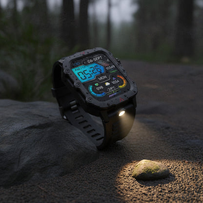 Montre Connectée Homme - Lampe LED, Sports Outdoor, Suivi Santé