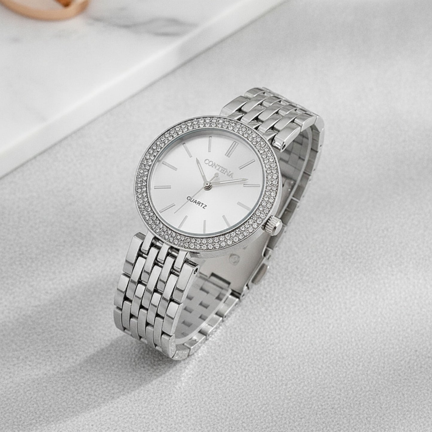 Montre Argentée Femme - Acier Inoxydable, Strass