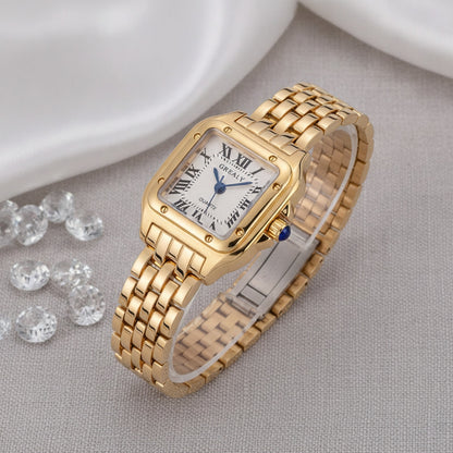 Montre Carrée Femme Luxe Simple avec Strass - Quartz Décontractée