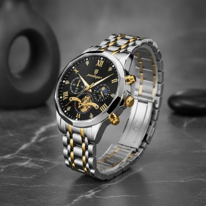 Montre Homme - Chronographe Étanche, Lumineux, Acier Inoxydable, Quartz Sport & Mode