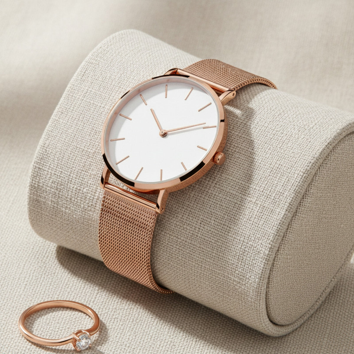 Montre Femme - Or Rose, Bracelet Acier - Quartz