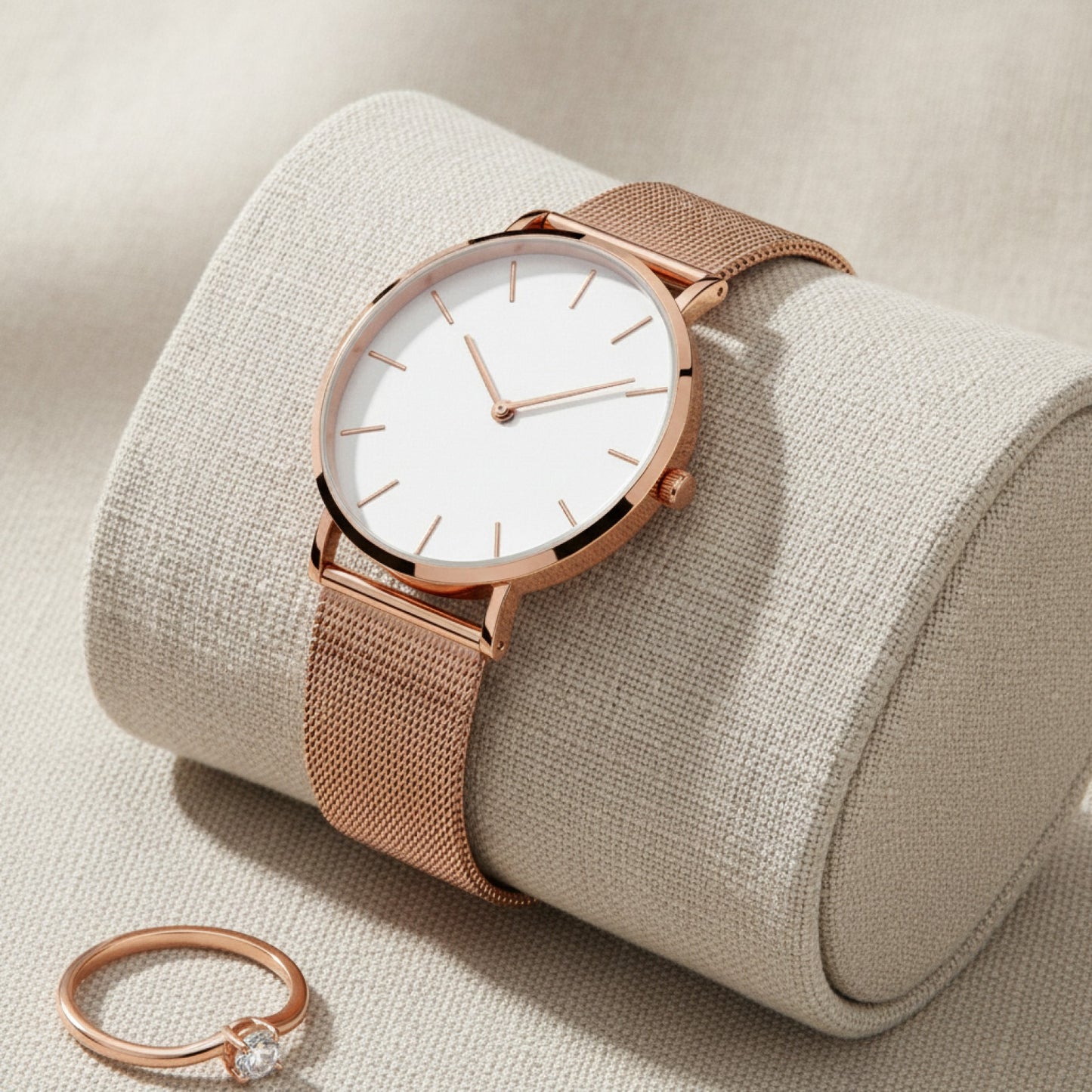 Montre Femme - Or Rose, Bracelet Acier - Quartz