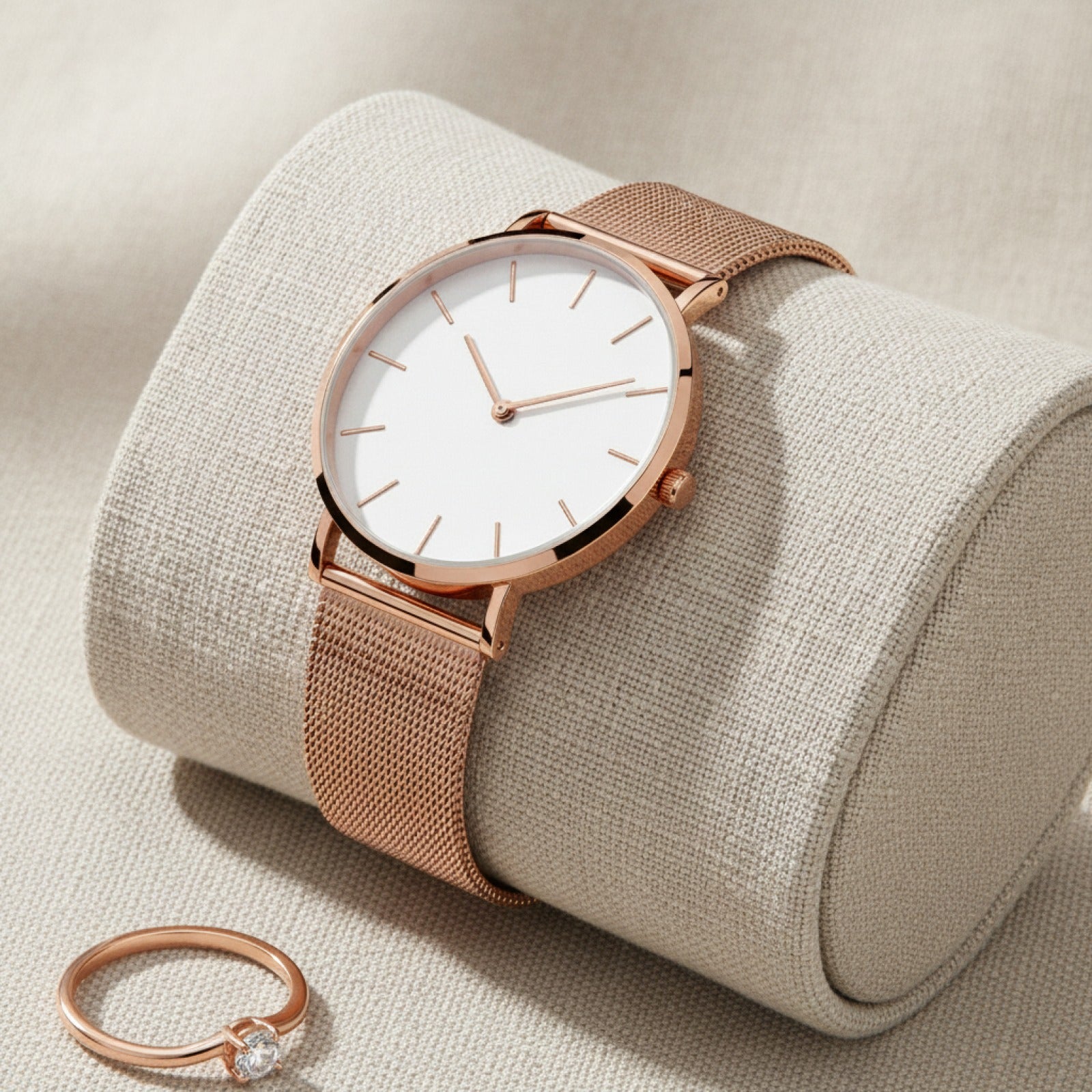 Montre Femme - Or Rose, Bracelet Acier - Quartz