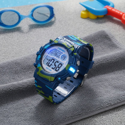 Montre Numérique Sport Enfant - Étanche, Multifonction - Bleu