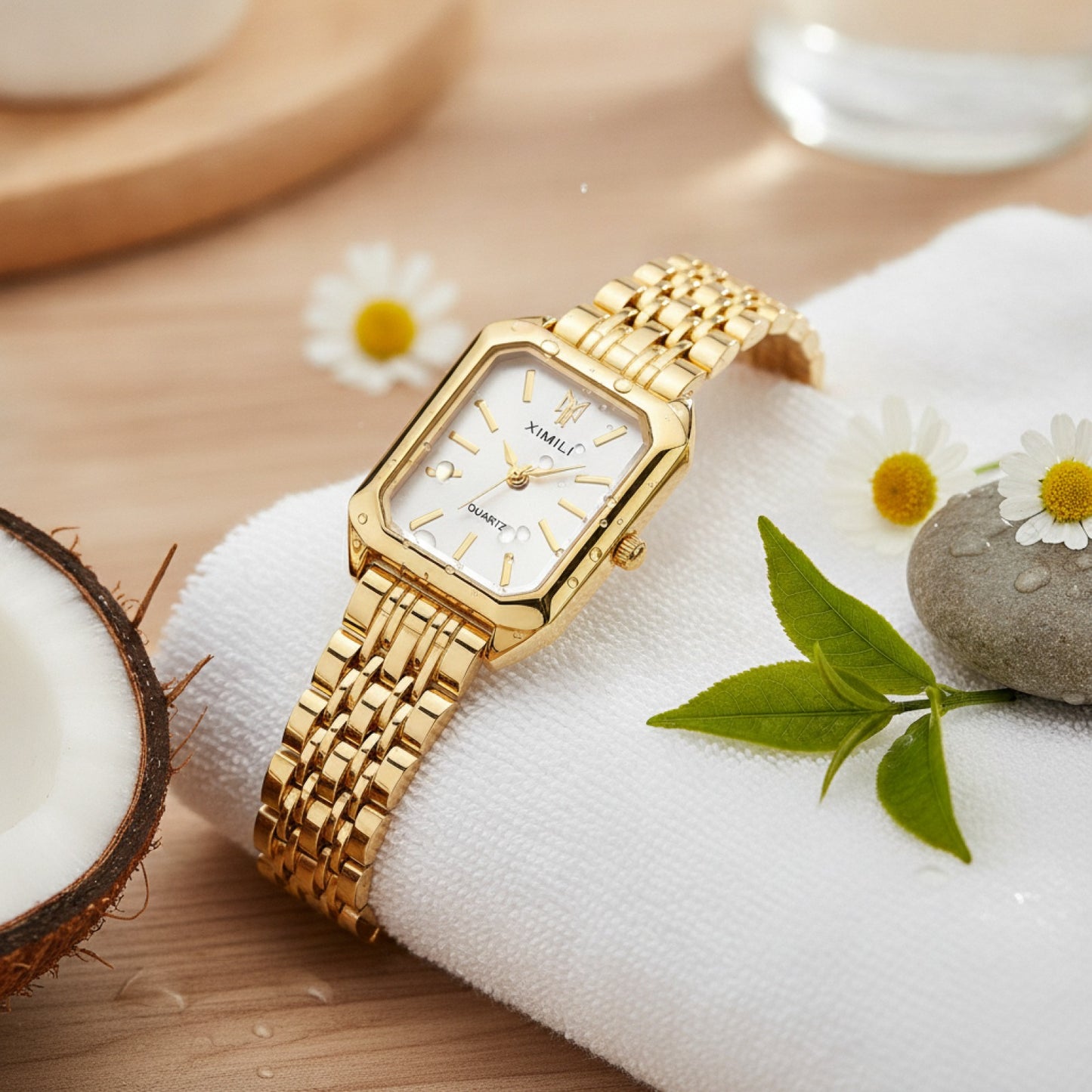 Montre Dorée Femme - Élégance, Acier Inoxydable - Quartz