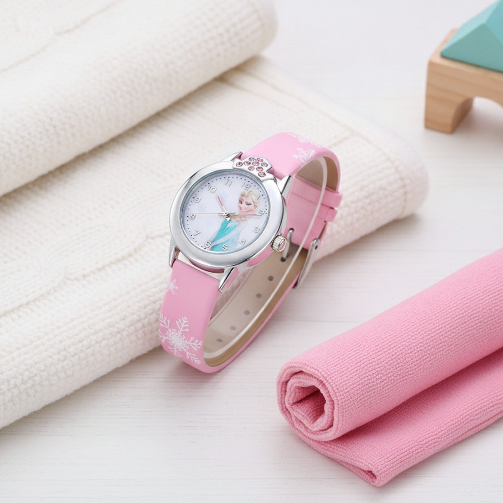 Montre Elsa Enfant - Bracelet Cuir, Rose - Quartz