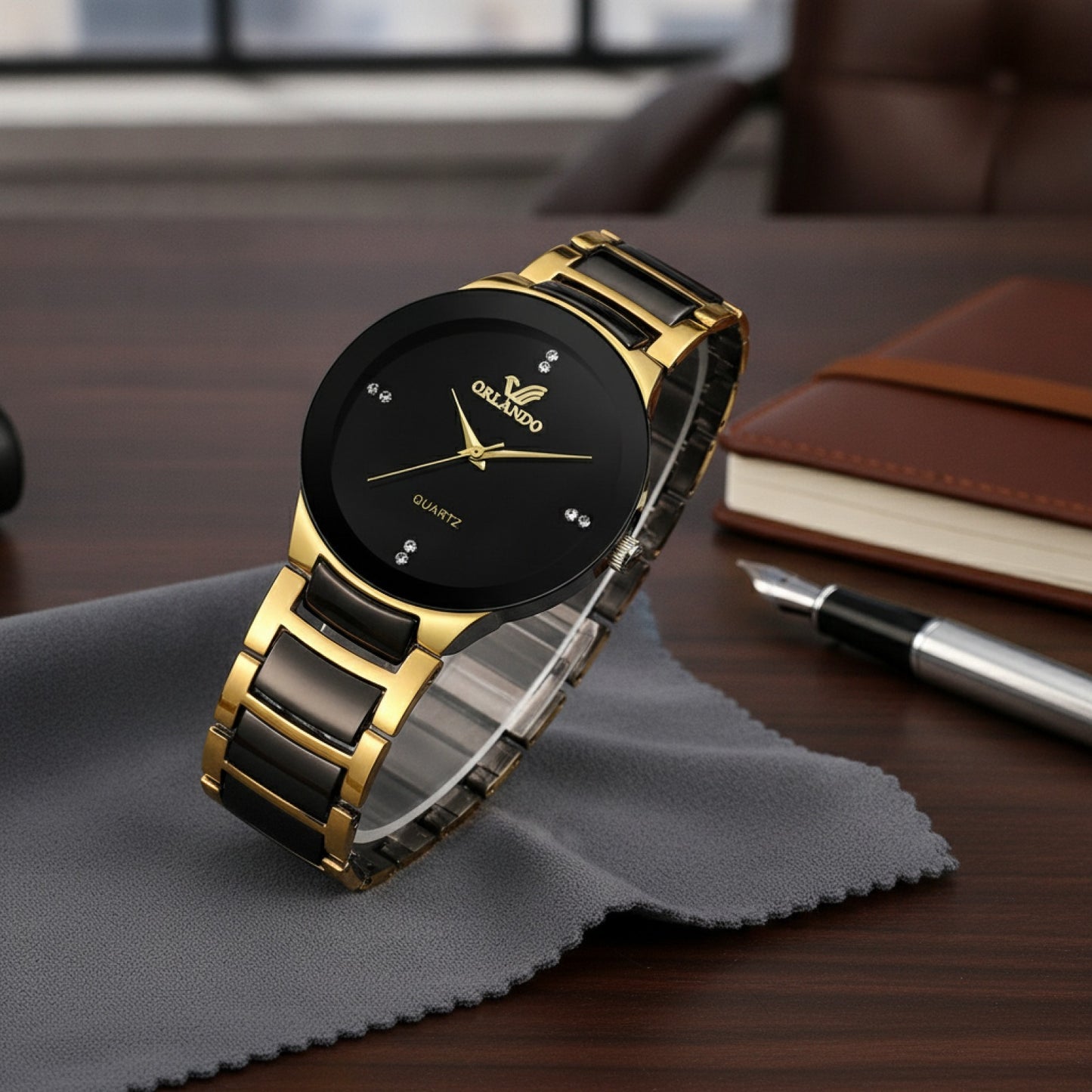 Montre Acier Homme - Cadran Noir - Quartz