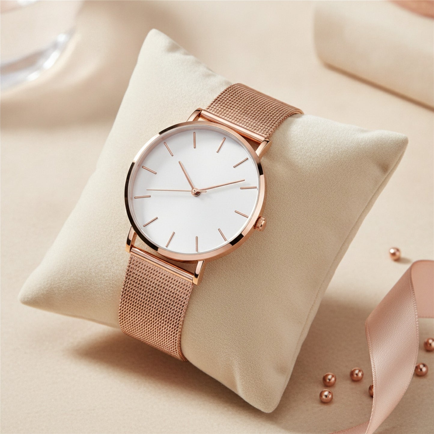 Montre Femme - Or Rose, Bracelet Acier - Quartz