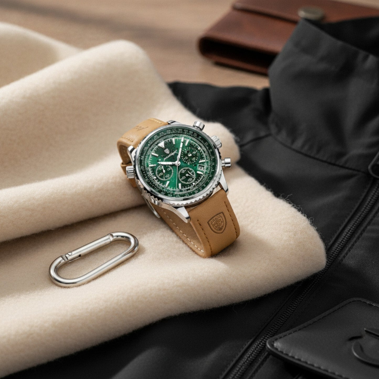 Montre Homme : Luxe, Étanche, Chronographe & Date - Bracelet Cuir Sport Militaire