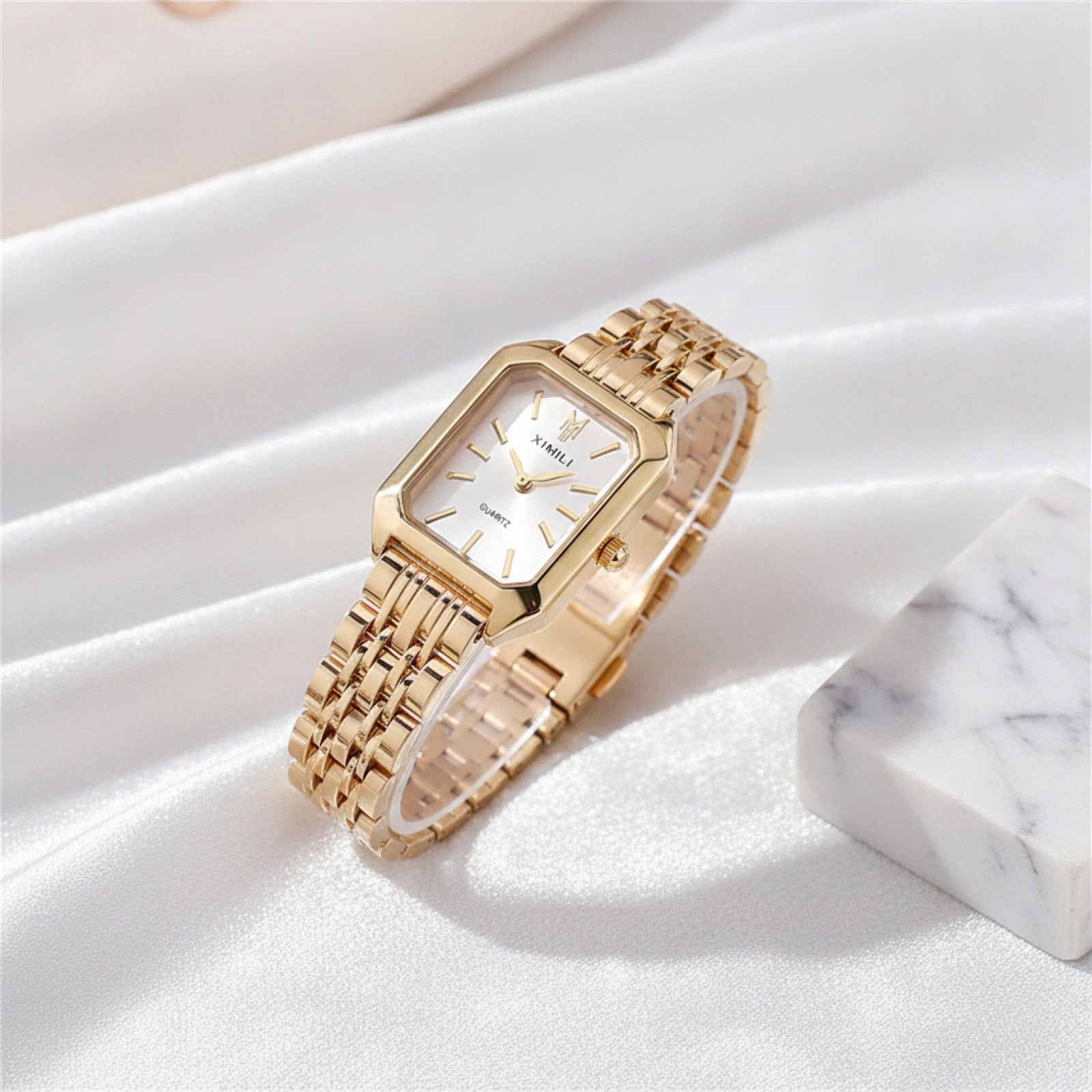 Montre Luxe Femme -Acier Inoxydable Blanche, élégante - Quartz