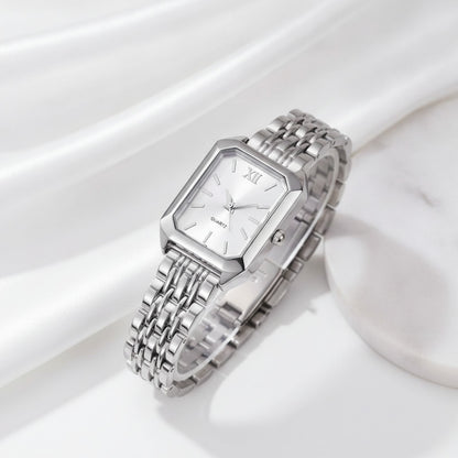 Montre Argentée Rectangulaire Femme  - Quartz Analogique