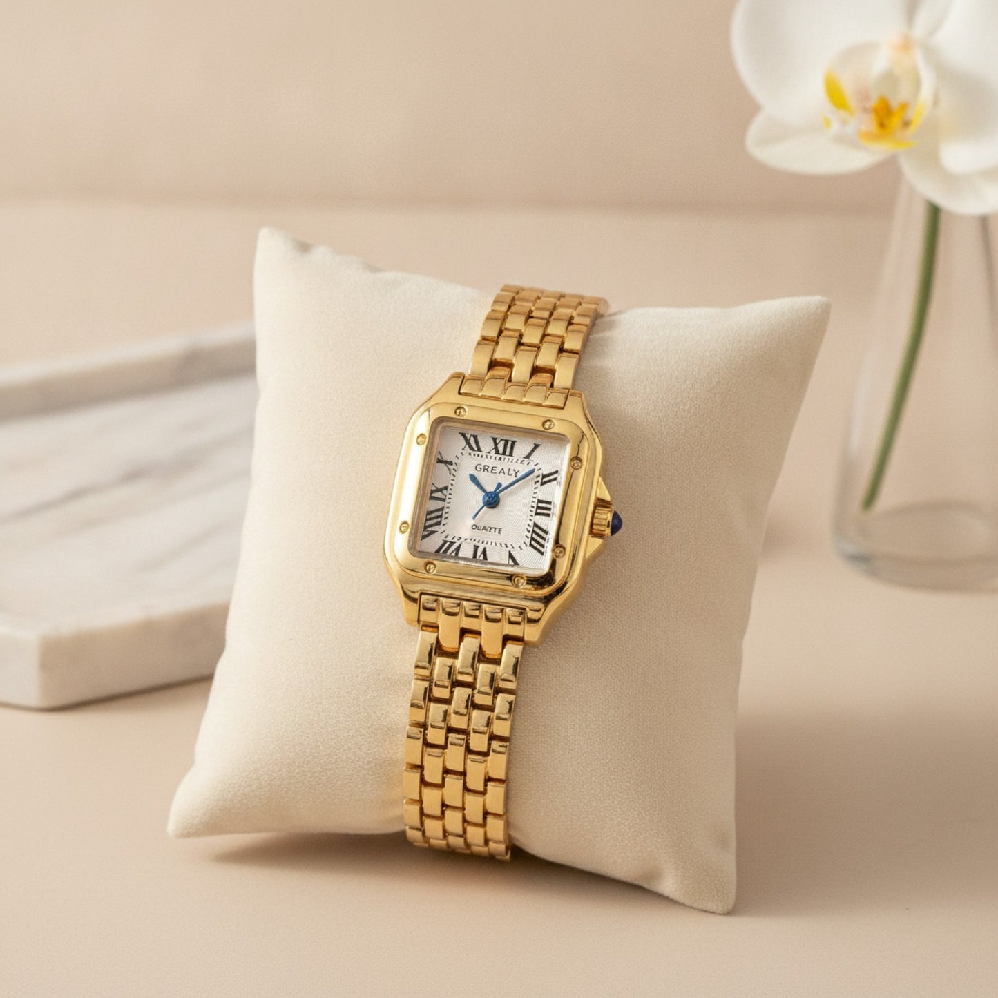 Montre Carrée Femme Luxe Simple avec Strass - Quartz Décontractée