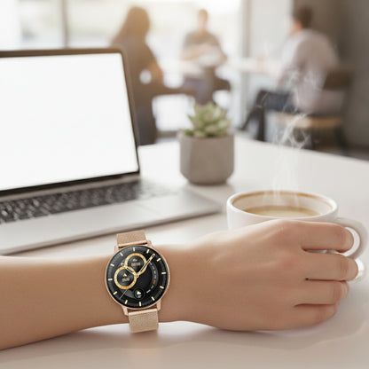 Montre Connectée Femme : Appels Bluetooth, Suivi Santé, Fitness - Or Rose