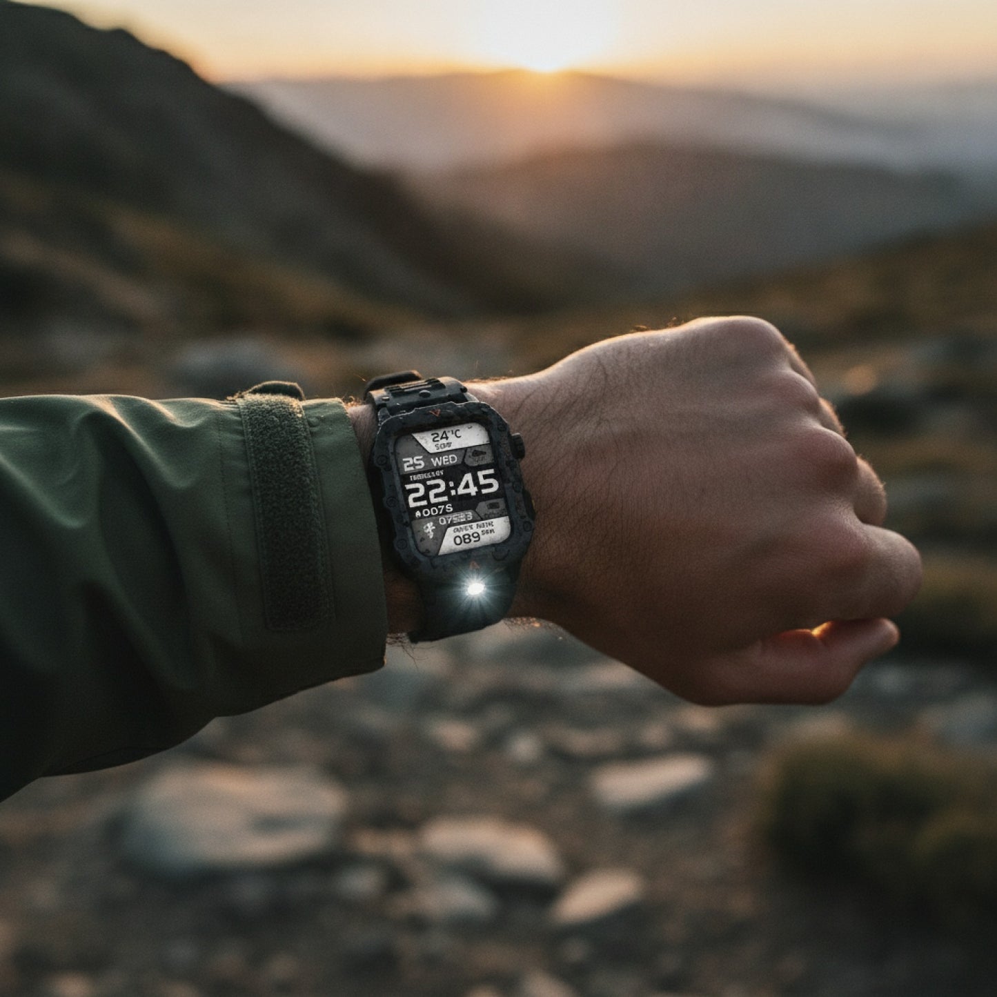 Montre Connectée Sport Homme - Écran 1.71", Bluetooth, Lampe LED - Noire