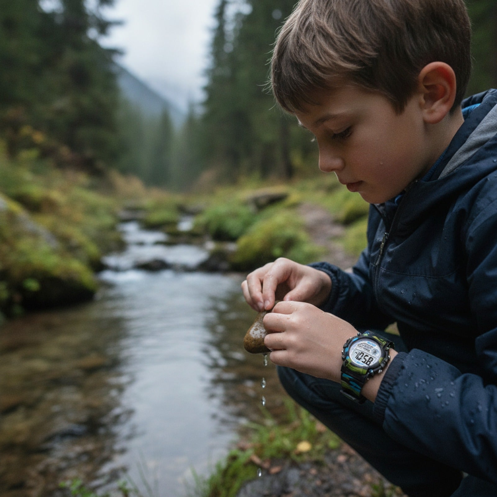 Montre Sport Enfant - Numérique, Étanche - Noir