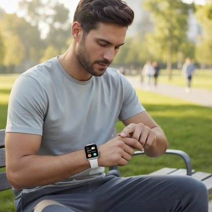 Montre Connectée - Appels, Messages, Sport & Météo - Argent