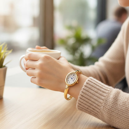 Montre Dorée Femme - Élégante, Ovale - Quartz