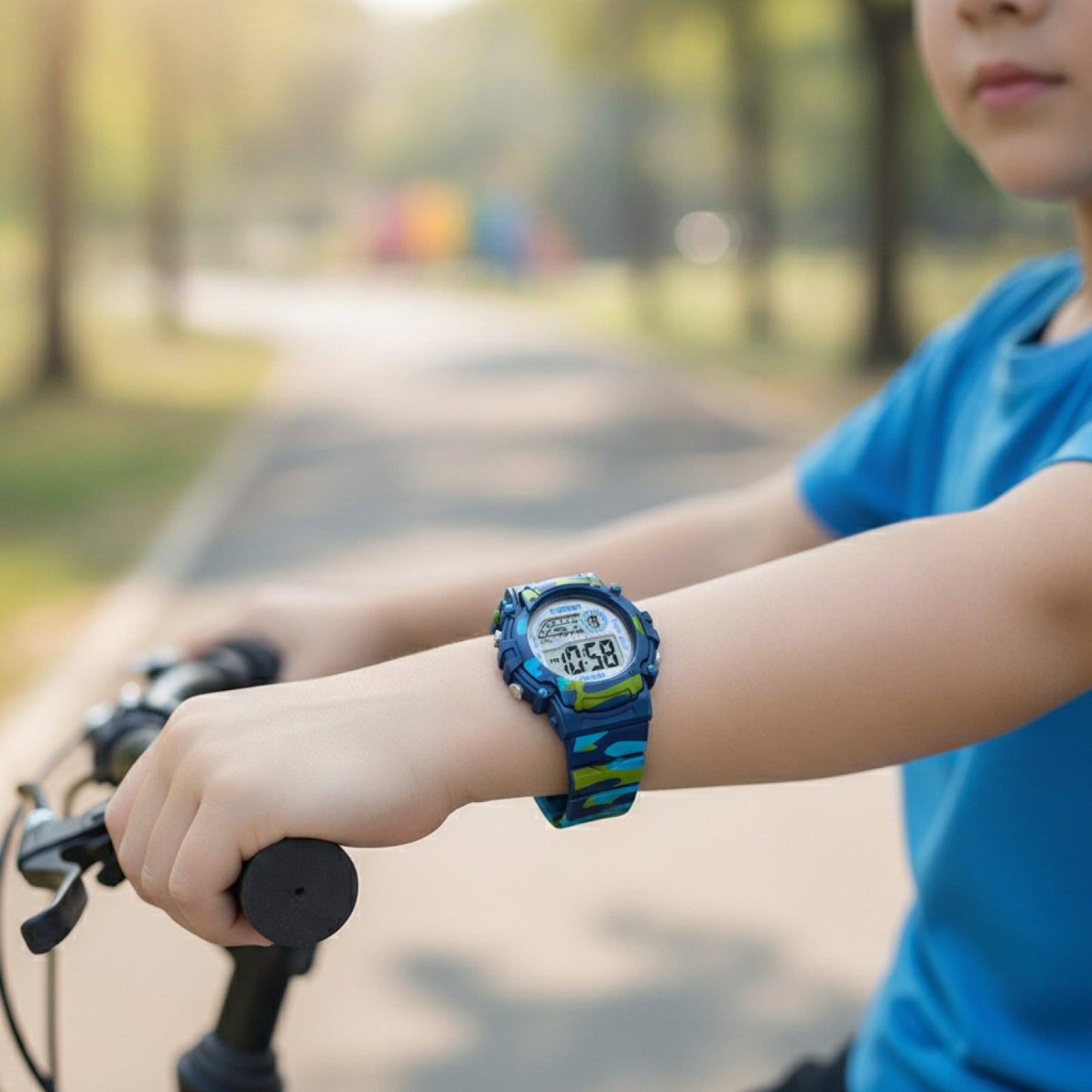 Montre Numérique Sport Enfant - Étanche, Multifonction - Bleu