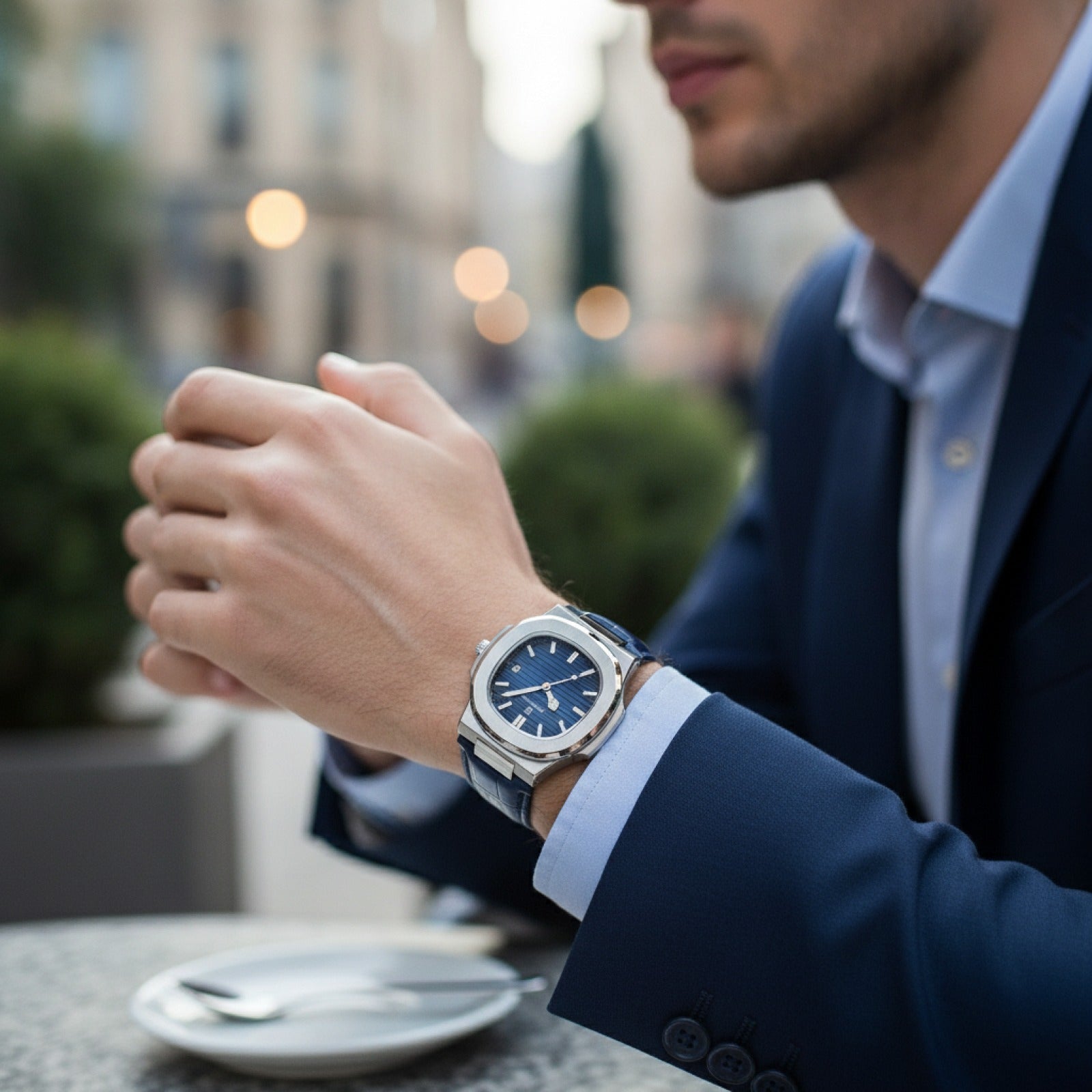Montre Homme Carrée - Cuir, Étanche, Lumineuse, Date - Quartz