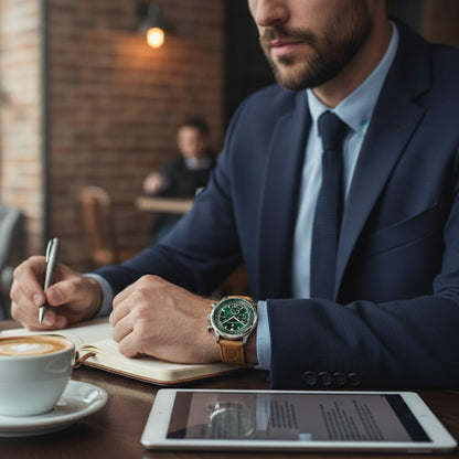 Montre Homme : Luxe, Étanche, Chronographe & Date - Bracelet Cuir Sport Militaire