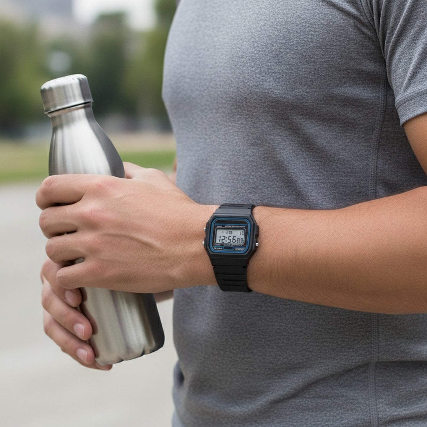 Montre Homme LED Carrée - Sport & Casual, Bracelet Silicone