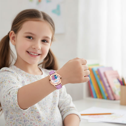 Montre Enfant - Stitch, Bracelet Cuir, Cadran Strass