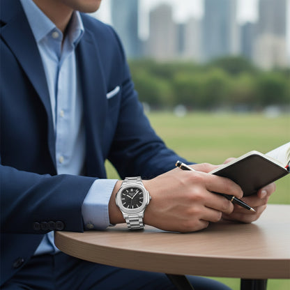 Montre de Luxe Homme Automatique Acier Inoxydable Chronographe Sport