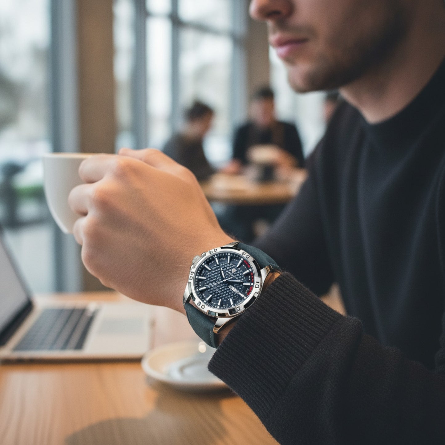 Montre Homme - Cuir, Étanche, Lumineuse, Date & Semaine - Quartz Sport
