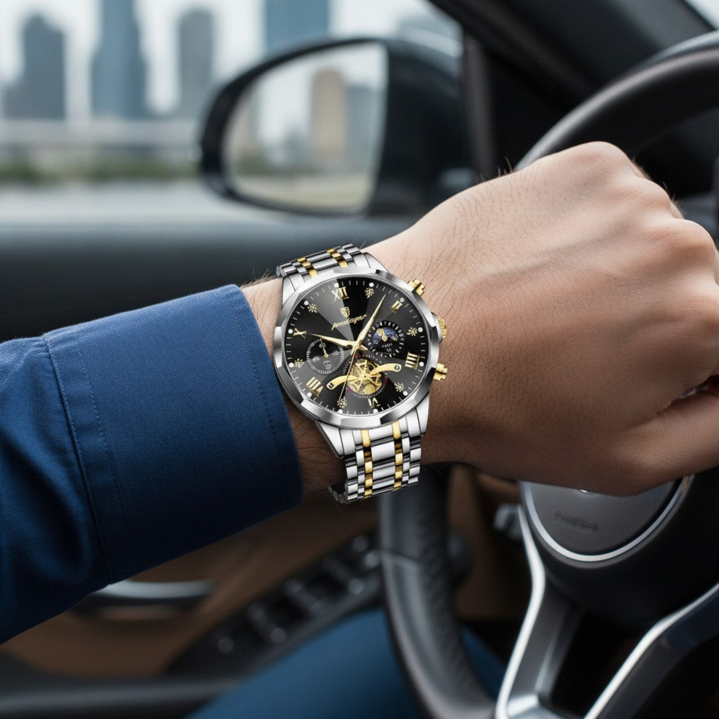 Montre Homme - Chronographe Étanche, Lumineux, Acier Inoxydable, Quartz Sport & Mode