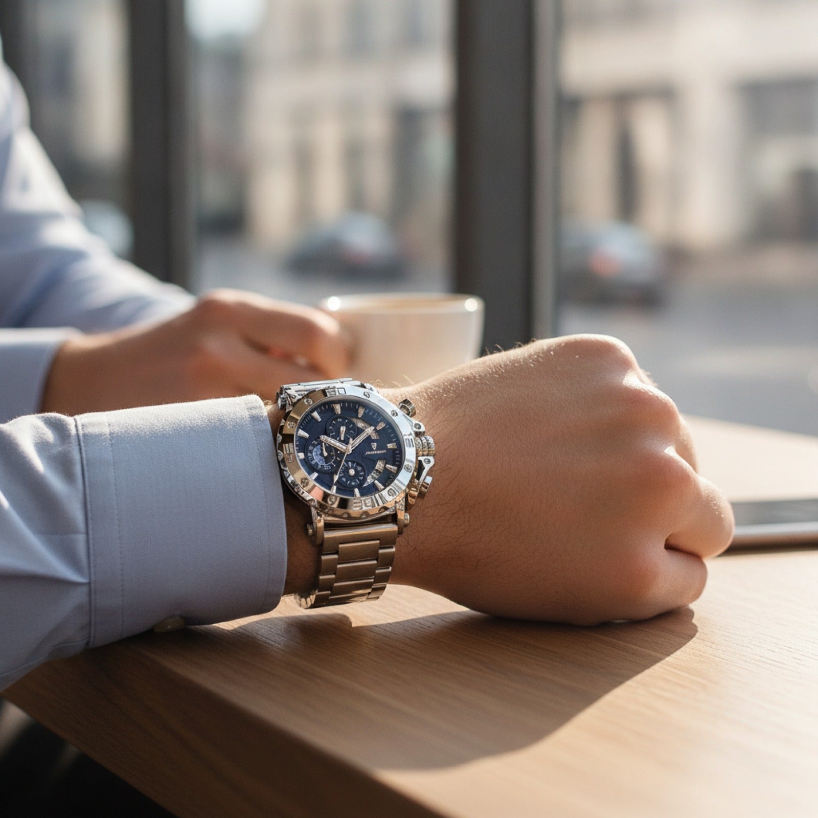 POEDAGAR Montre Chronographe Homme - Luxe Acier Inoxydable, Calendrier Lumineux, Étanche