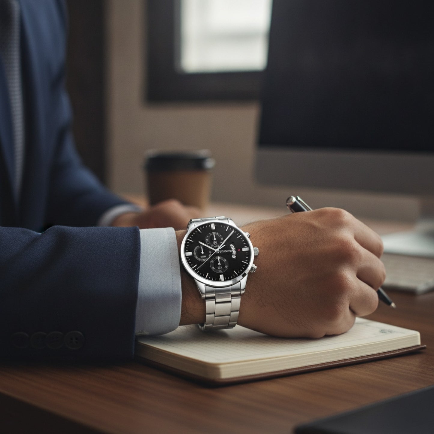 Montre Homme Acier Inoxydable Argentée à Quartz avec Calendrier - Style Luxe & Affaires