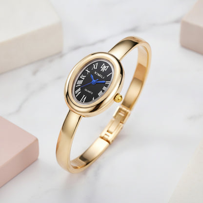 Montre Dorée Femme - Élégante, Ovale - Quartz