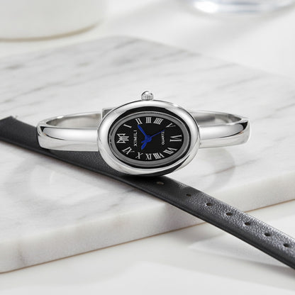 Montre Argentée Femme - Élégante, Cadran Ovale - Quartz