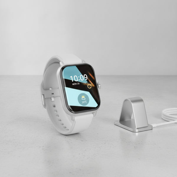 Montre Connectée - Appels, Messages, Sport & Météo - Argent