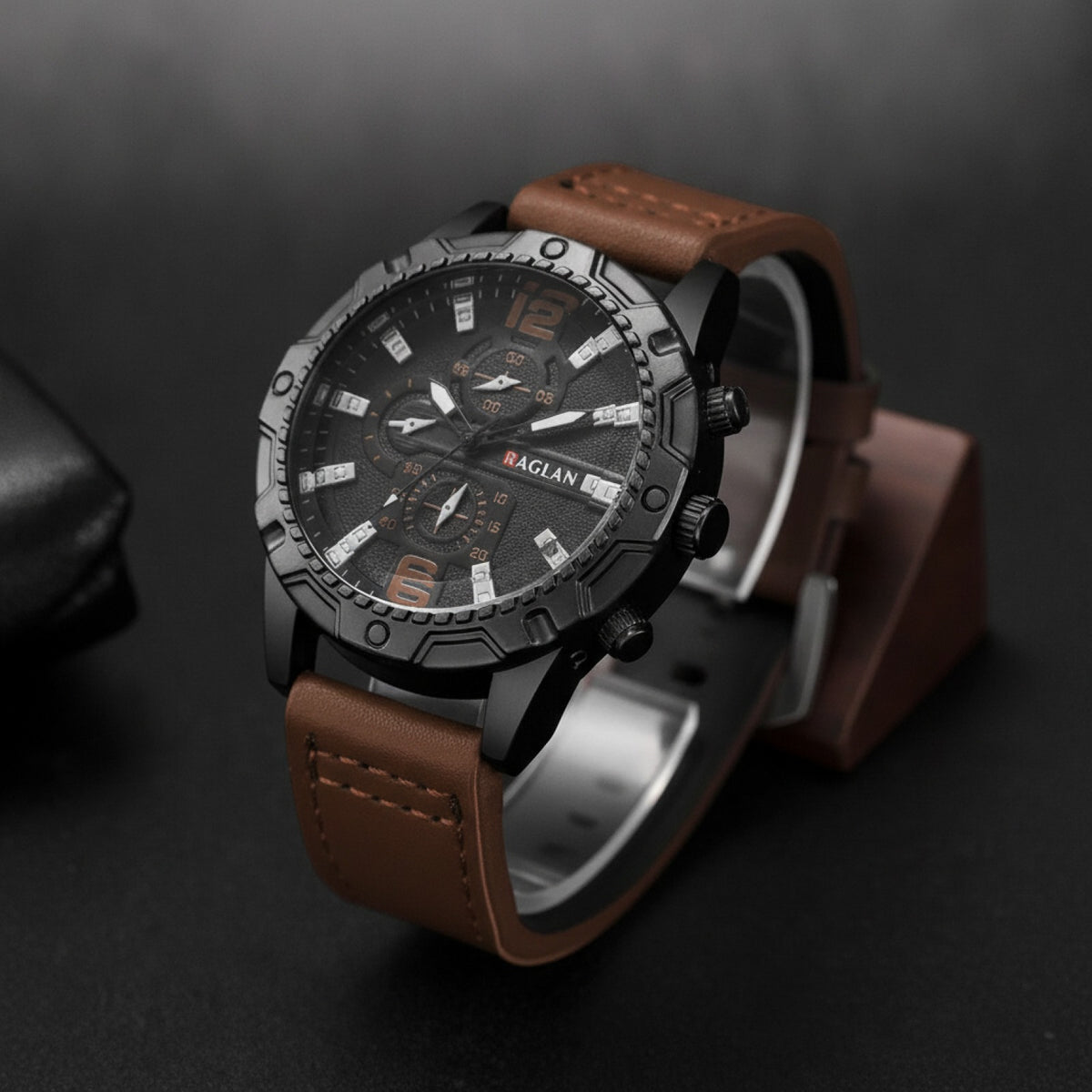 Montre Homme – Bracelet Cuir, Grand Cadran - Quartz