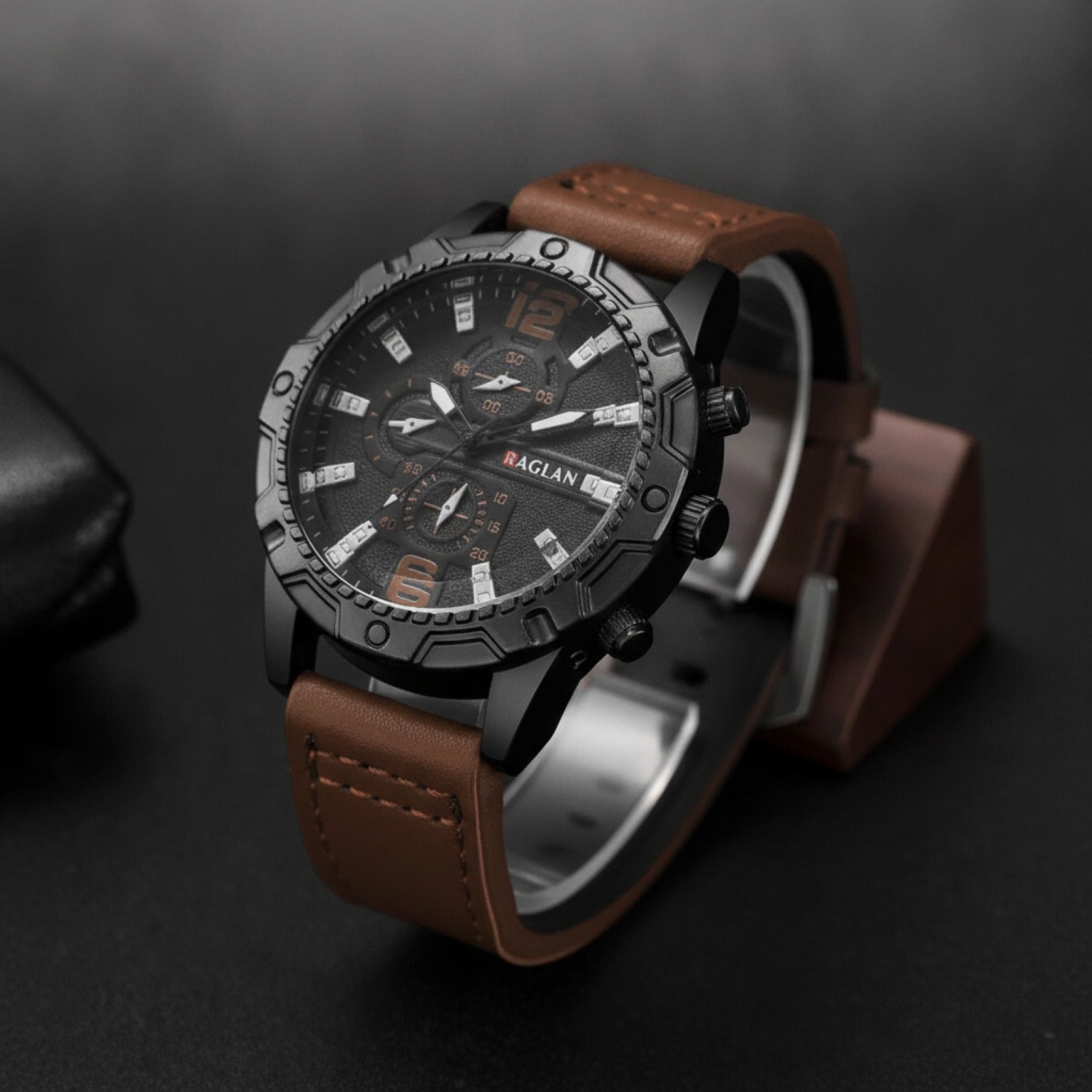 Montre Homme – Bracelet Cuir, Grand Cadran - Quartz